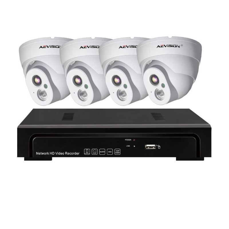 Sisteme de supraveghere Sistem supraveghere video IP PoE 4 camere dome 1080P Aevision AEVISION Sisteme de supraveghere Sistem supraveghere video IP PoE 4 camere dome 1080P Aevision AEVISION