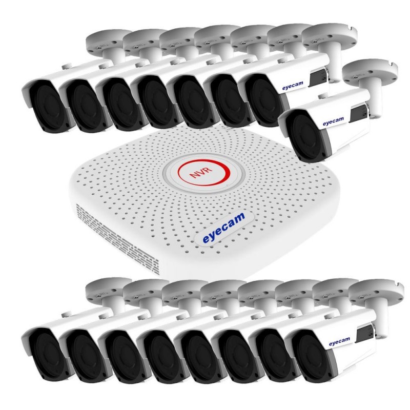 Sisteme de supraveghere Sistem supraveghere video IP 16 camere exterior Starvis 60m 1080P Eyecam Eyecam Sisteme de supraveghere Sistem supraveghere video IP 16 camere exterior Starvis 60m 1080P Eyecam Eyecam