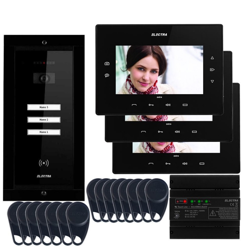 Videointerfoane Videointerfon Electra Extra 7” pentru 3 familii montaj incastrat - negru ELECTRA Videointerfoane Videointerfon Electra Extra 7” pentru 3 familii montaj incastrat - negru ELECTRA