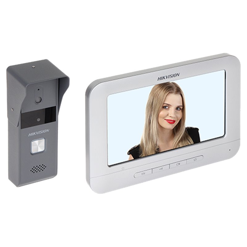 Kit videointerfon analogic 7'', camera Pinhole, conectare 4 fire - HIKVISION DS-KIS203 Kit videointerfon analogic 7'', camera Pinhole, conectare 4 fire - HIKVISION DS-KIS203